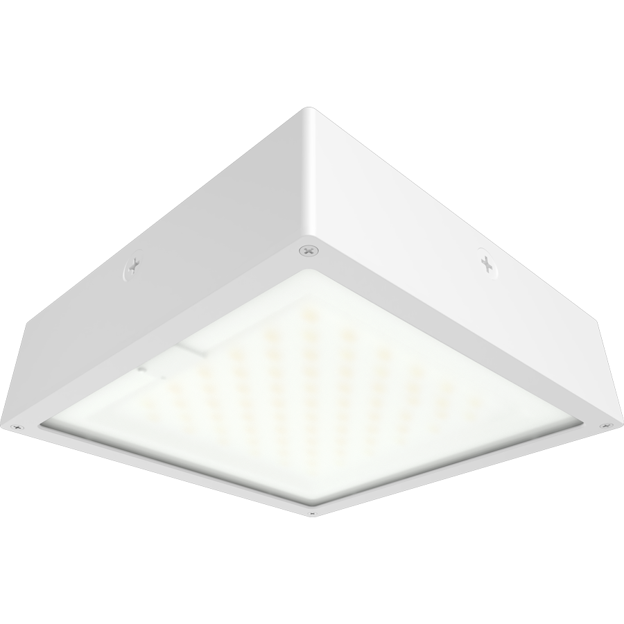 RAB VAN34-30FFRW/MVS VAN34 Vandal Resistant LED Canopy Light – 10W-30W Selectable – 3000K/4000K/5000K Selectable – 1584-4588 Lumens – 120-277V – Flat Frosted Lens – Multi-Level Motion Sensor – White Finish