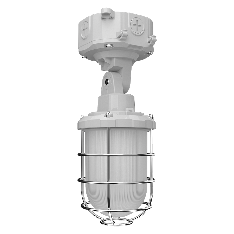RAB VX20 VX Vaporproof Light – Selectable 12W/16W/20W – Selectable 3000K/4000K/5000K – 1405-2421 Lumens – 120-277V – Selectable Downlight or Up/Down Light – Integrated Photocell – Gray Finish