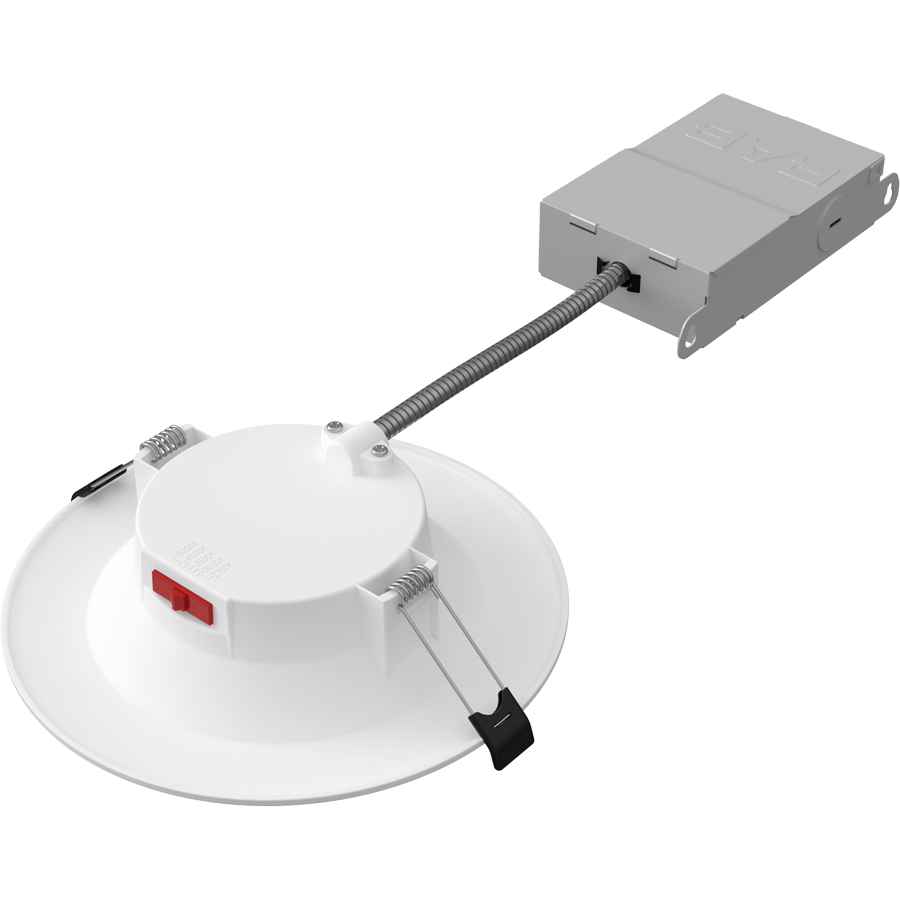RAB WFD34-6B/BP WFD34 6in Regressed Wafer Recessed Light – 9.5W – 900 Lumens – 2700K–5000K – 120V – Round – Baffle Trim – 90+ CRI – 12 Pack