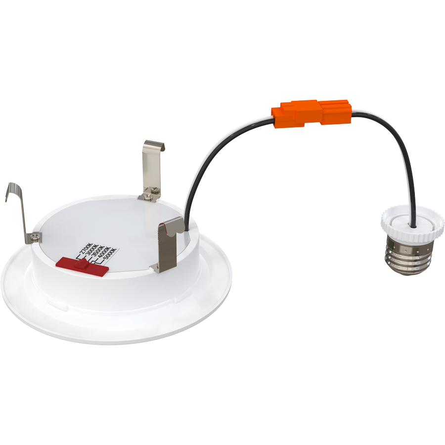 RAB WFRETRO34-4B WFRETRO34 4" Wafer Retrofit Downlight - 800 Lumens - 8W - 120V - 5CCT Selectable - Baffle Trim - White