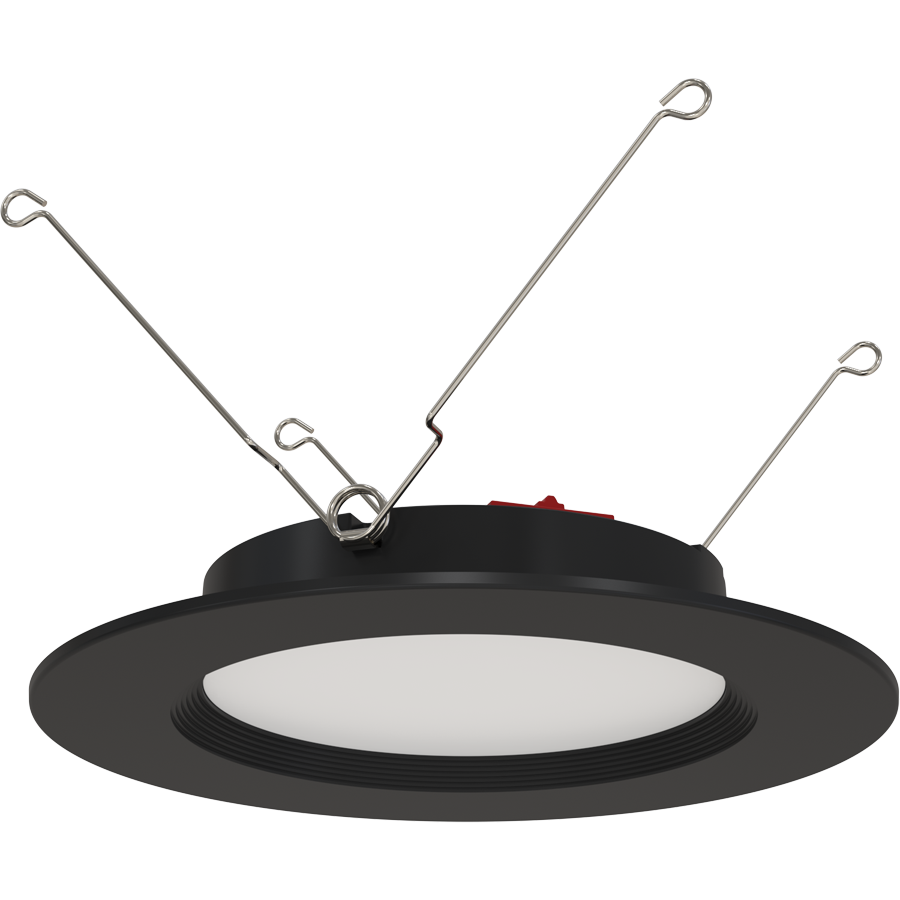 RAB WFRETRO34-6B-B WFRETRO34 6" Wafer Retrofit Downlight - 1100 Lumens - 11W - 120V - 5CCT Selectable - Baffle Trim - Black