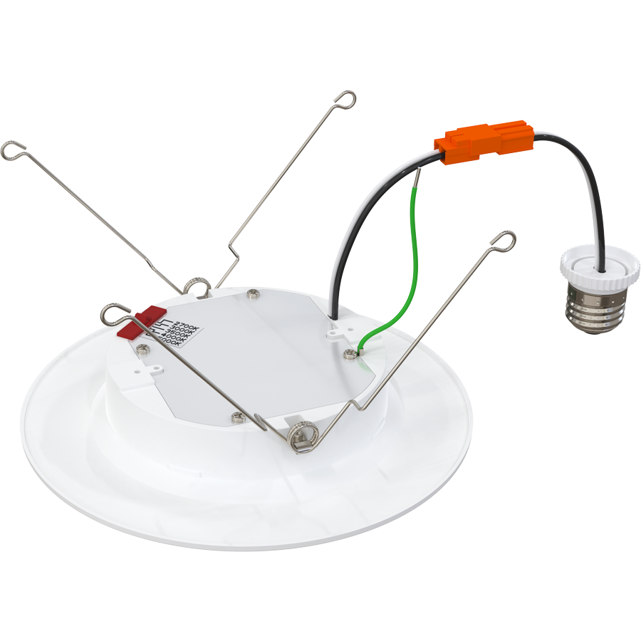 RAB WFRETRO34-6B WFRETRO34 6" Wafer Retrofit Downlight - 1100 Lumens - 11W - 120V - 5CCT Selectable - Baffle Trim - White