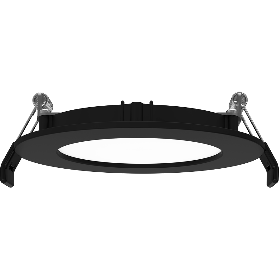 RAB WFRL4R99FA120BS WFRL 4 Inch Edge-Lit Wafer Downlight – 9W – 5-CCT Selectable – Black Smooth Trim – CRI90 – 120V – Triac Dimmable – 800 Lumens