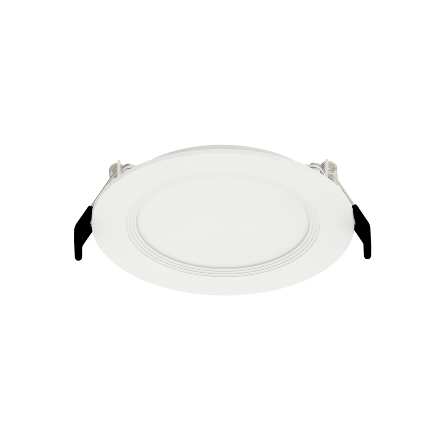 RAB WFRL4R99FA120WBS WFRL 4 Inch Shallow Edge-Lit Wafer Downlight – 9W – 5-CCT Selectable – White Baffle Trim – CRI90 – 120V – 750 Lumens