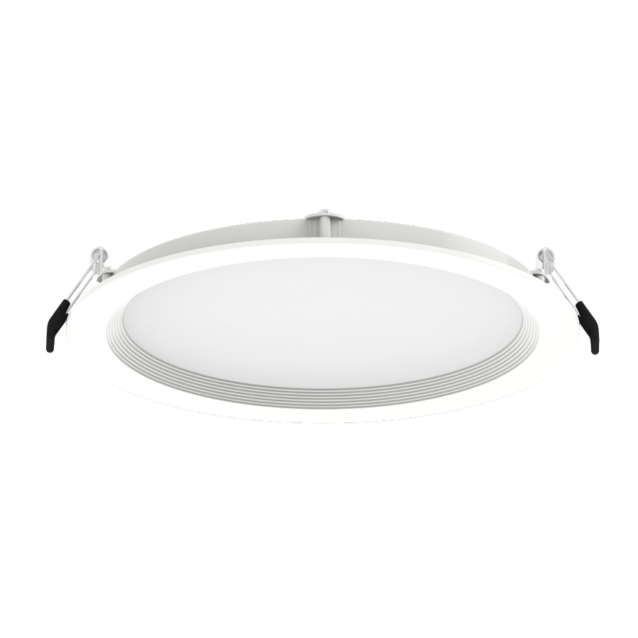 RAB WFRL8R239FA120WB WFRL 8 Inch Edge-Lit Wafer Downlight – 23W – 5-CCT Selectable – White Baffle Trim – CRI90 – 120V – Triac Dimmable – 2100 Lumens