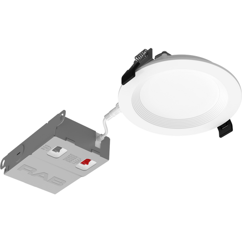 WFRX 4in Edge-Lit Wafer Recessed Light – Selectable 8W–12W – 678–1100 Lumens – 2700K–5000K – 120–277V – Round – Baffle Trim – 90+ CRI