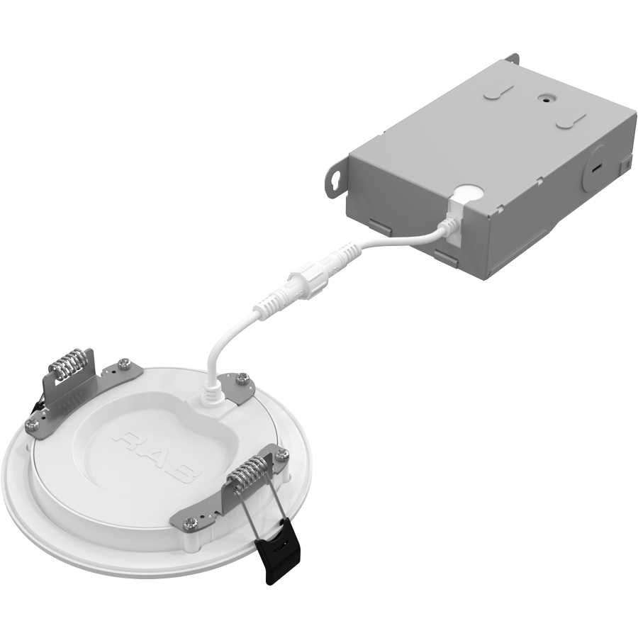 RAB WFRX-4D WFRX 4in Edge-Lit Wafer Recessed Light – Selectable 8W–12W – 678–1100 Lumens – 2700K–5000K – 120–277V – Round – 90+ CRI