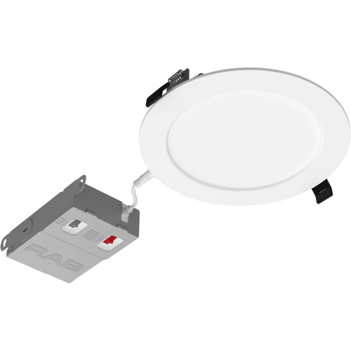 RAB WFRX-6D WFRX 6in Edge-Lit Wafer Recessed Light – Selectable 11W–15W – 1000–1500 Lumens – 2700K–5000K – 120–277V – Round – 90+ CRI