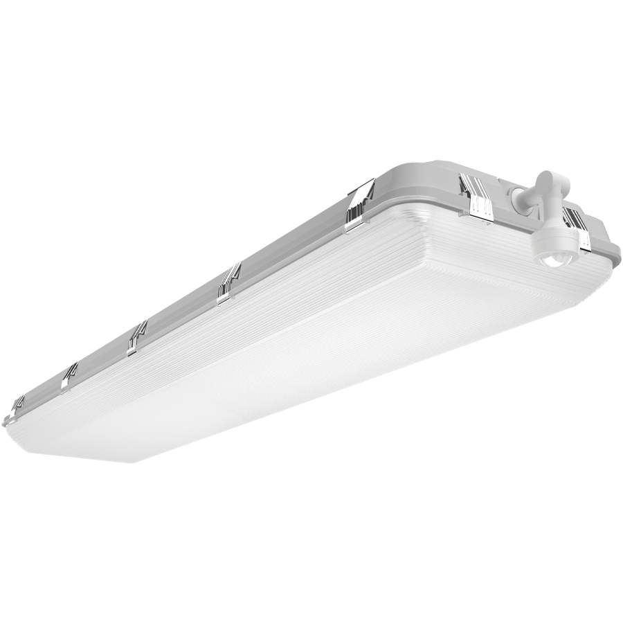 RAB WHALE4/PIR/E WHALE4 LED Washdown High Bay with PIR Sensor and Emergency Battery Backup - 4ft - 17991-24462 Lumens - 120W–160W Selectable Wattage - 120-277V