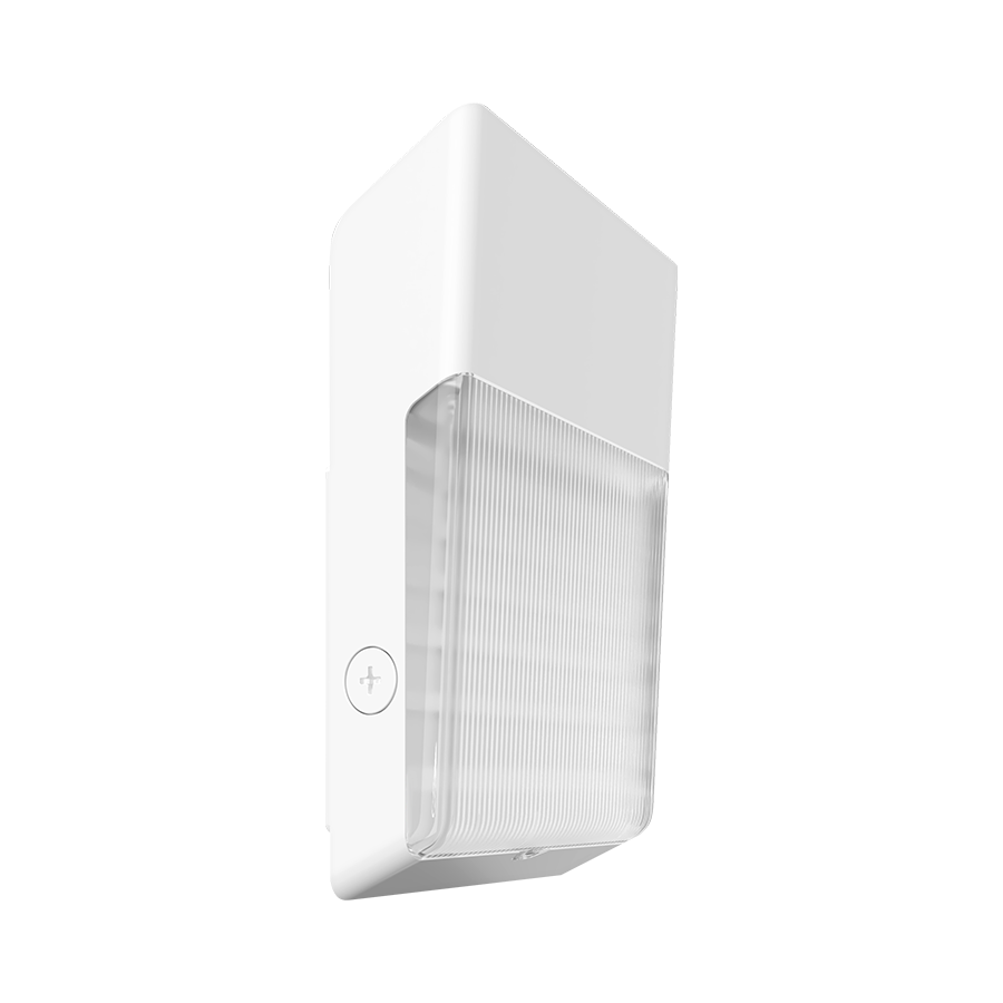RAB WPTW/E Field-Adjustable Wall Pack – Selectable 15W/25W/40W – Selectable 3000K/4000K/5000K – 2162-5345 Lumens – 120-277V – Emergency Battery Backup – White Finish
