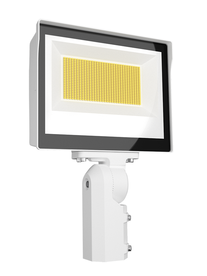 RAB X17XFU140SFW X17 Field-Adjustable LED Flood Light – 70W/100W/140W Selectable – 3000K/4000K/5000K Selectable – 11345-21118 Lumens – 120-277V – Integrated Photocell – Slipfitter Mount – White Finish