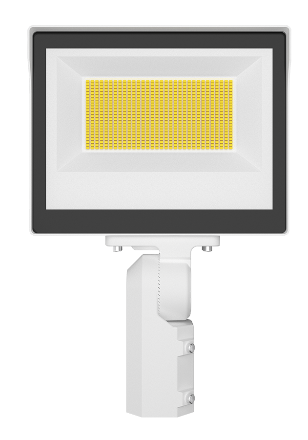 RAB X17XFU140SFW X17 Field-Adjustable LED Flood Light – 70W/100W/140W Selectable – 3000K/4000K/5000K Selectable – 11345-21118 Lumens – 120-277V – Integrated Photocell – Slipfitter Mount – White Finish