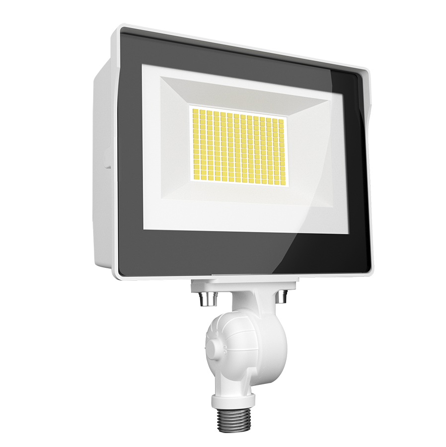 RAB X17XFU35W X17 Field-Adjustable LED Flood Light – 15W/25W/35W Selectable – 3000K/4000K/5000K Selectable – 2305-5031 Lumens – 120-277V – Integrated Photocell – Knuckle Mount – White Finish