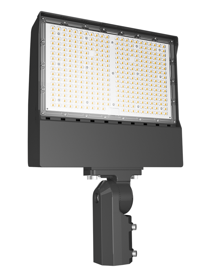 RAB X17XFU205SF/480/PCT X17 Field-Adjustable LED Flood Light – 100W/150W/205W Selectable – 3000K/4000K/5000K Selectable – 16530-31164 Lumens – 480V – Twistlock Photocontrol – Slipfitter Mount – Bronze Finish