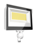 RAB X17XFU80W X17 Field-Adjustable LED Flood Light – 40W/60W/80W Selectable – 3000K/4000K/5000K Selectable – 6342-12215 Lumens – 120-277V – Integrated Photocell – Knuckle Mount – White Finish