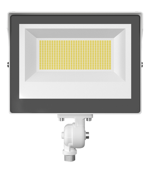 RAB X17XFU60W X17 Field-Adjustable LED Flood Light – 30W/50W/60W Selectable – 3000K/4000K/5000K Selectable – 4793-9142 Lumens – 120-277V – Integrated Photocell – Knuckle Mount – White Finish