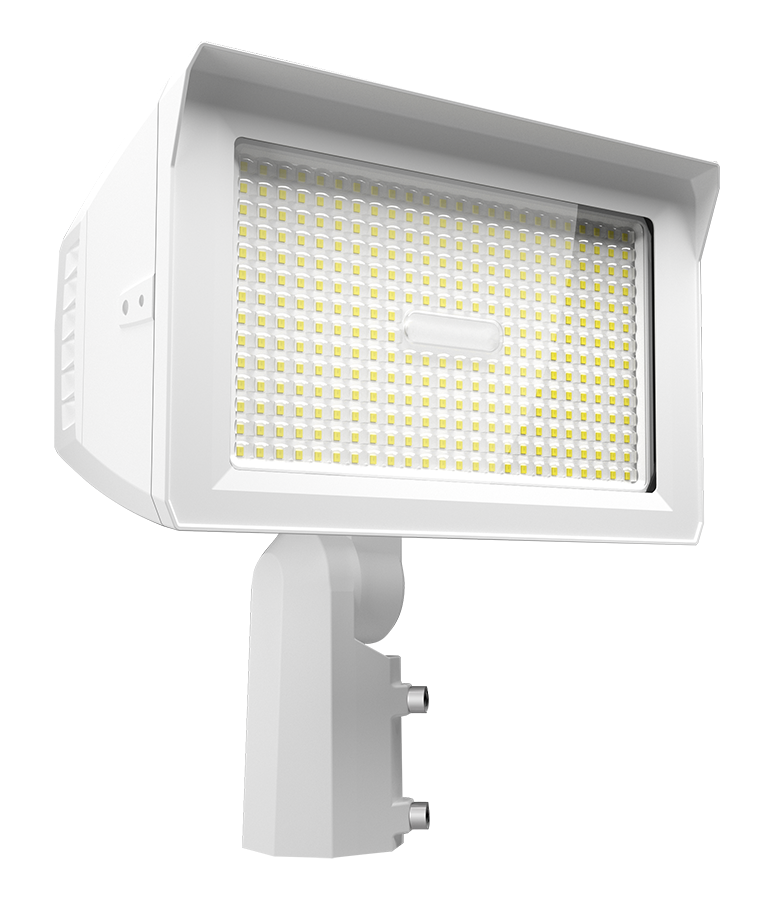 RAB X22-150W/480 X22 5-Way Selectable LED Flood Light – 75W/100W/125W/150W Selectable – 3000K/4000K/5000K Selectable – 10584-22797 Lumens – 480V – 7H x 6V Distribution – Slipfitter and Trunnion Mount – White Finish