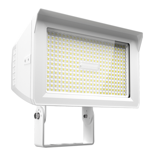 RAB X22-150W X22 5-Way Selectable LED Flood Light – 75W/100W/125W/150W Selectable – 3000K/4000K/5000K Selectable – 10584-22797 Lumens – 120-277V – 7H x 6V Distribution – Slipfitter and Trunnion Mount – White Finish
