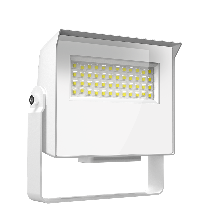 RAB X22-20W X22 5-Way Selectable LED Flood Light – 10W/13W/17W/20W Selectable – 3000K/4000K/5000K Selectable – 1310-3120 Lumens – 120-277V – 7H x 6V Distribution – Knuckle and Yoke Mount Included – White Finish