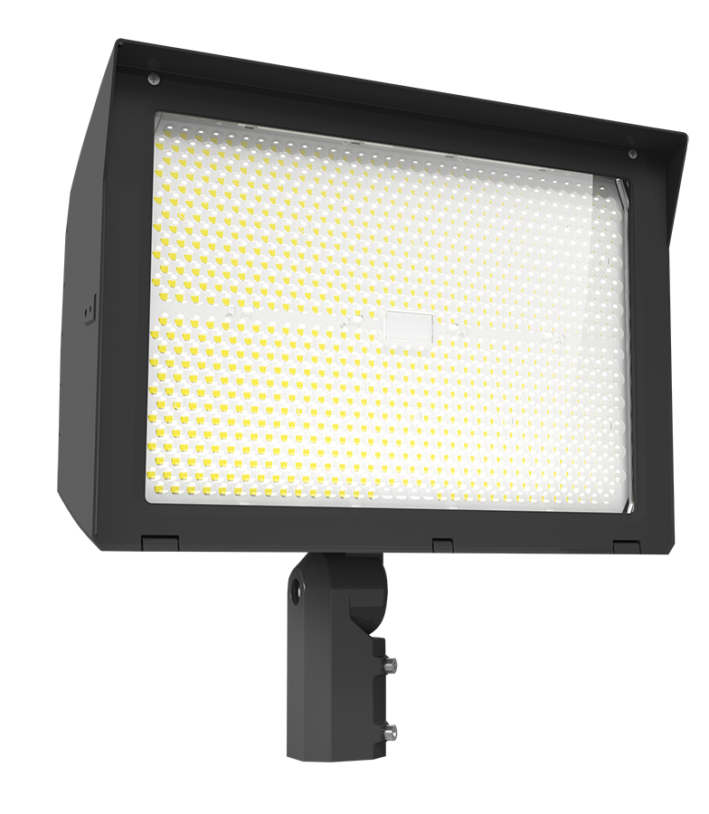 RAB X22-420/480 X22 5-Way Selectable LED Flood Light – 300W/340W/380W/420W Selectable – 3000K/4000K/5000K Selectable – 43487-64206 Lumens – 480V – 7H x 6V Distribution – Slipfitter and Trunnion Mount – Bronze Finish