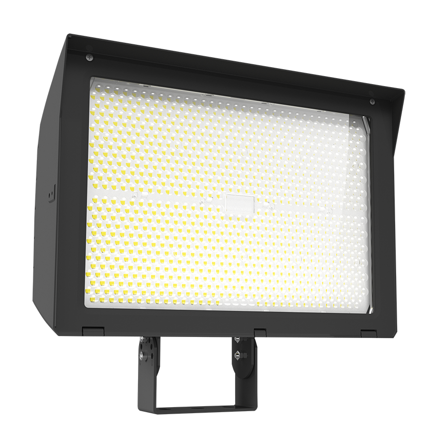 RAB X22-420 X22 5-Way Selectable LED Flood Light – 300W/340W/380W/420W Selectable – 3000K/4000K/5000K Selectable – 43487-64206 Lumens – 120-277V – 7H x 6V Distribution – Slipfitter and Trunnion Mount – Bronze Finish