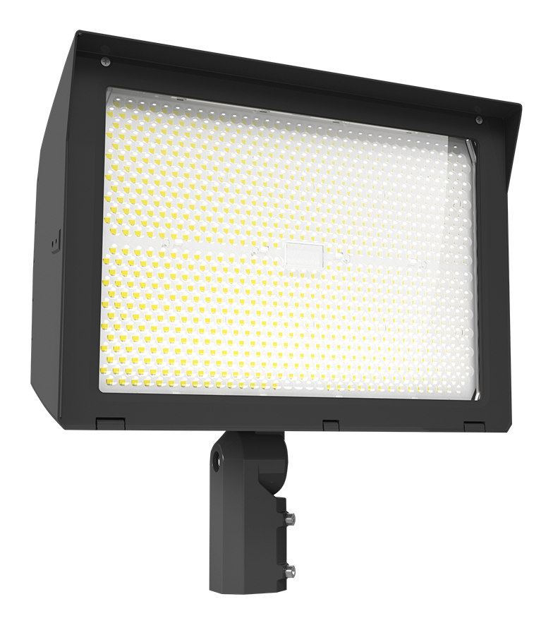 RAB X22-500 X22 5-Way Selectable LED Flood Light – 380W/420W/450W/500W Selectable – 3000K/4000K/5000K Selectable – 53877-74093 Lumens – 120-277V – 7H x 6V Distribution – Slipfitter and Trunnion Mount – Bronze Finish