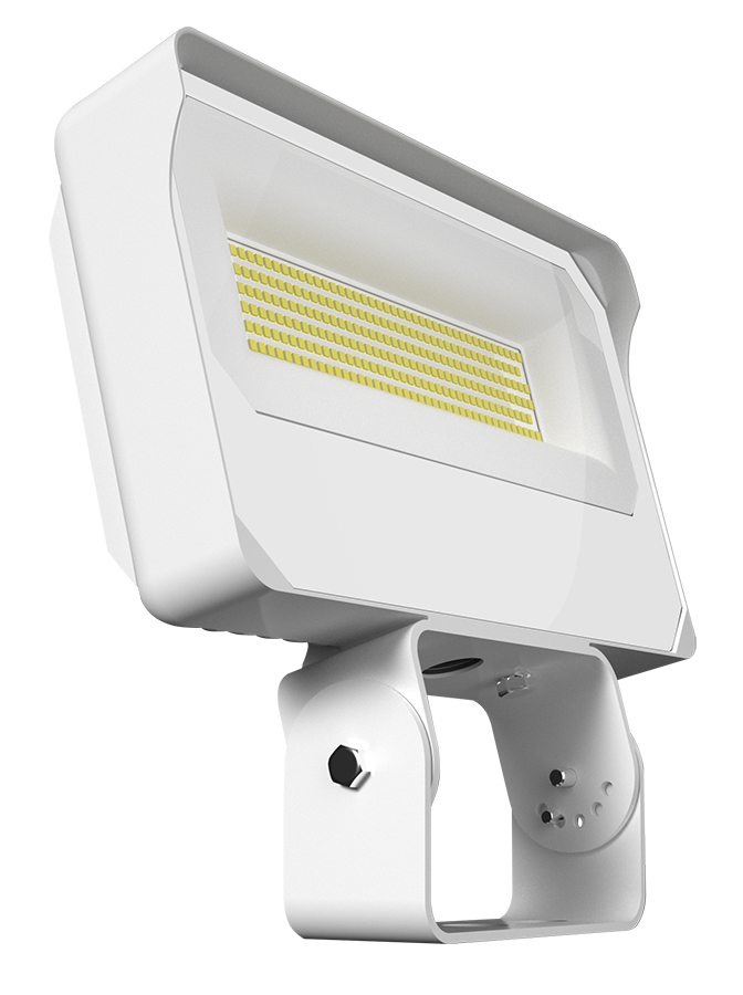 RAB X34LTW X34 High Output Field-Adjustable LED Flood Light – 70W/80W/90W Selectable – 3000K/4000K/5000K Selectable – 10313-14040 Lumens – 120-277V – 0-10V Dimming – Trunnion Mount – White Finish