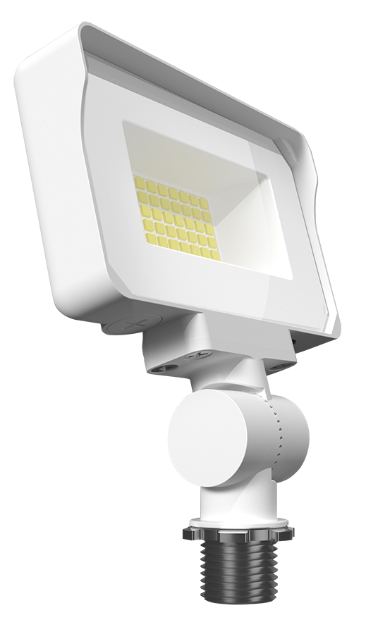 RAB X34XSW X34XS LED Flood Light – Selectable 10W/13W/16W – Selectable 3000K/4000K/5000K – 1468-2353 Lumens – 120-277V – Knuckle Mount – White Finish