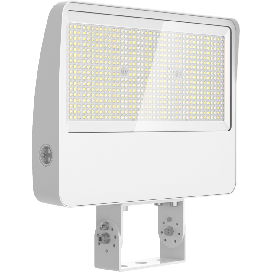 RAB XL22-150W XL22 LED Flood Light – Selectable 75W/100W/125W/150W – Selectable 3000K/4000K/5000K – 11190-23466 Lumens – 120-277V – Slipfitter and Trunnion Mount – Integrated Photocell – White Finish