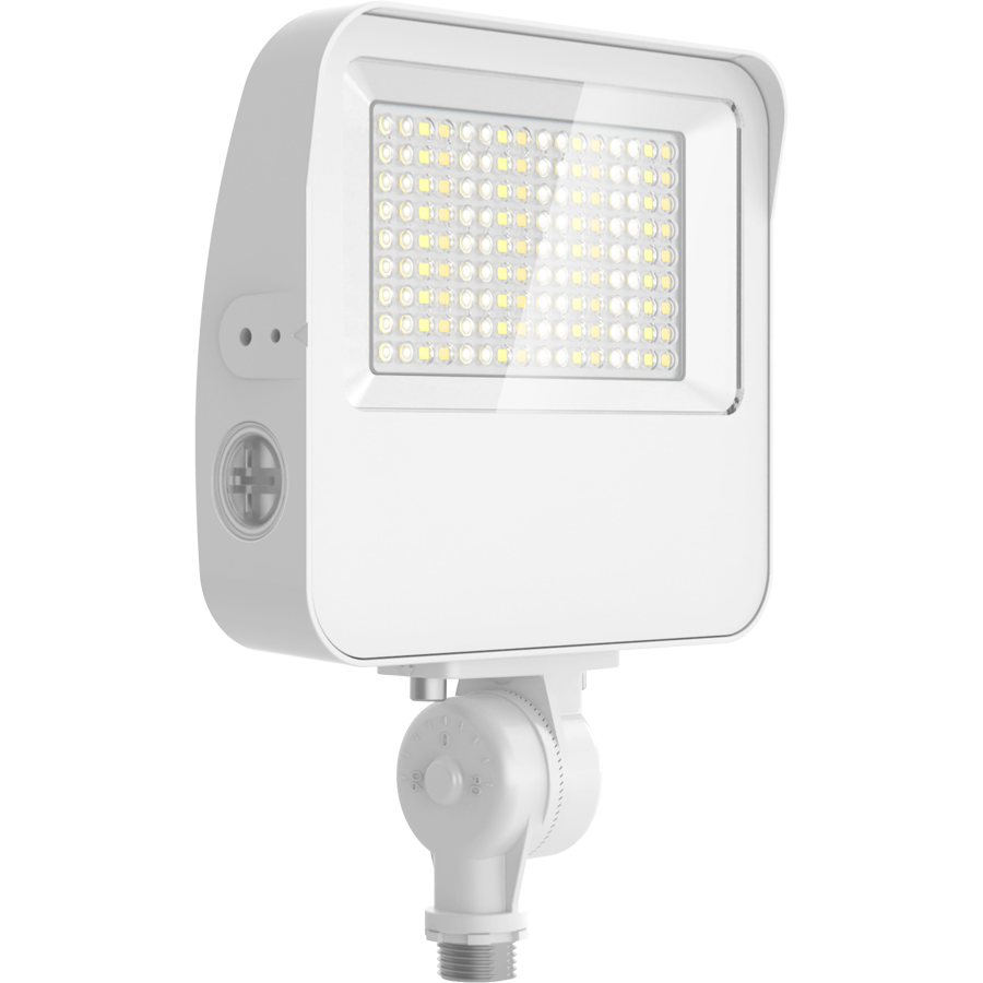 RAB XL22-35W XL22 LED Flood Light – Selectable 20W/25W/30W/35W – Selectable 3000K/4000K/5000K – 2889-5345 Lumens – 120-277V – Knuckle and Yoke Mount – Integrated Photocell – White Finish