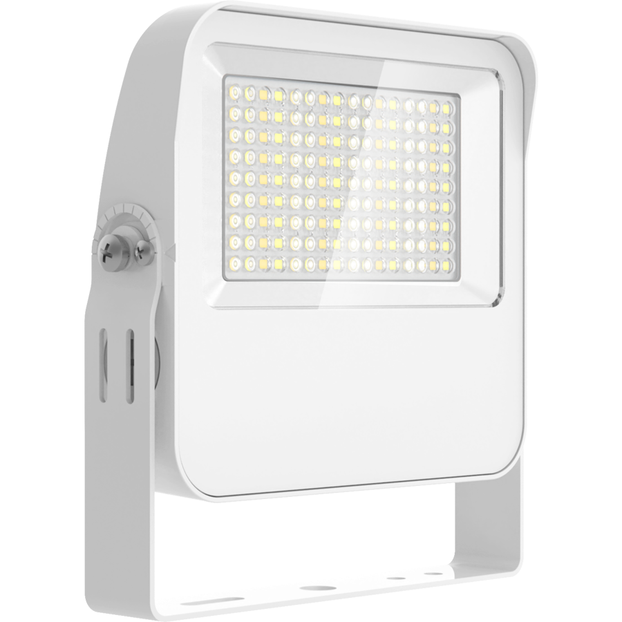 RAB XL22-35W XL22 LED Flood Light – Selectable 20W/25W/30W/35W – Selectable 3000K/4000K/5000K – 2889-5345 Lumens – 120-277V – Knuckle and Yoke Mount – Integrated Photocell – White Finish