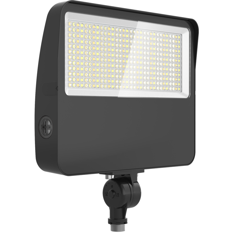 RAB XL22-80 XL22 Field-Adjustable LED Flood Light – 50W/60W/70W/80W Selectable – 3000K/4000K/5000K Selectable – 7273-12632 Lumens – 120-277V – 7H x 6V Distribution – Knuckle and Trunnion Mount – Photocell – Bronze Finish